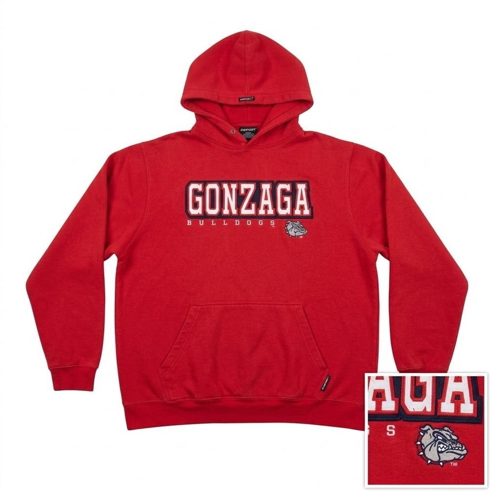 Vintage Gonzaga Bulldogs Hoodie Mens XL Red CI Sport NCAA Bulldogs Embroidered